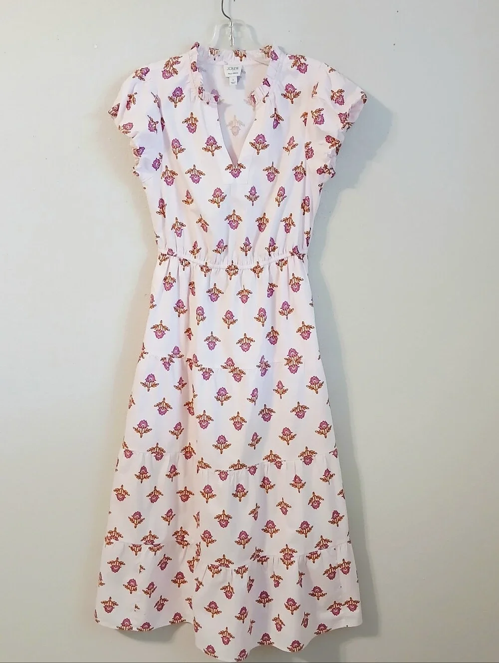 J. Crew Pink Floral Willa Midi Dress Size 2 Pink Opal Cottagecore